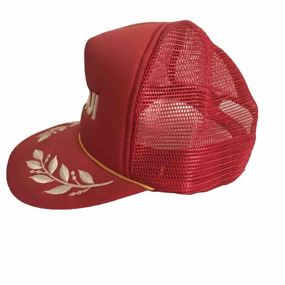 VTG Hawaii Maui Trucker Hat Red White Snapback Embroidered Leaf Foam Mesh Rope - Picture 5 of 9